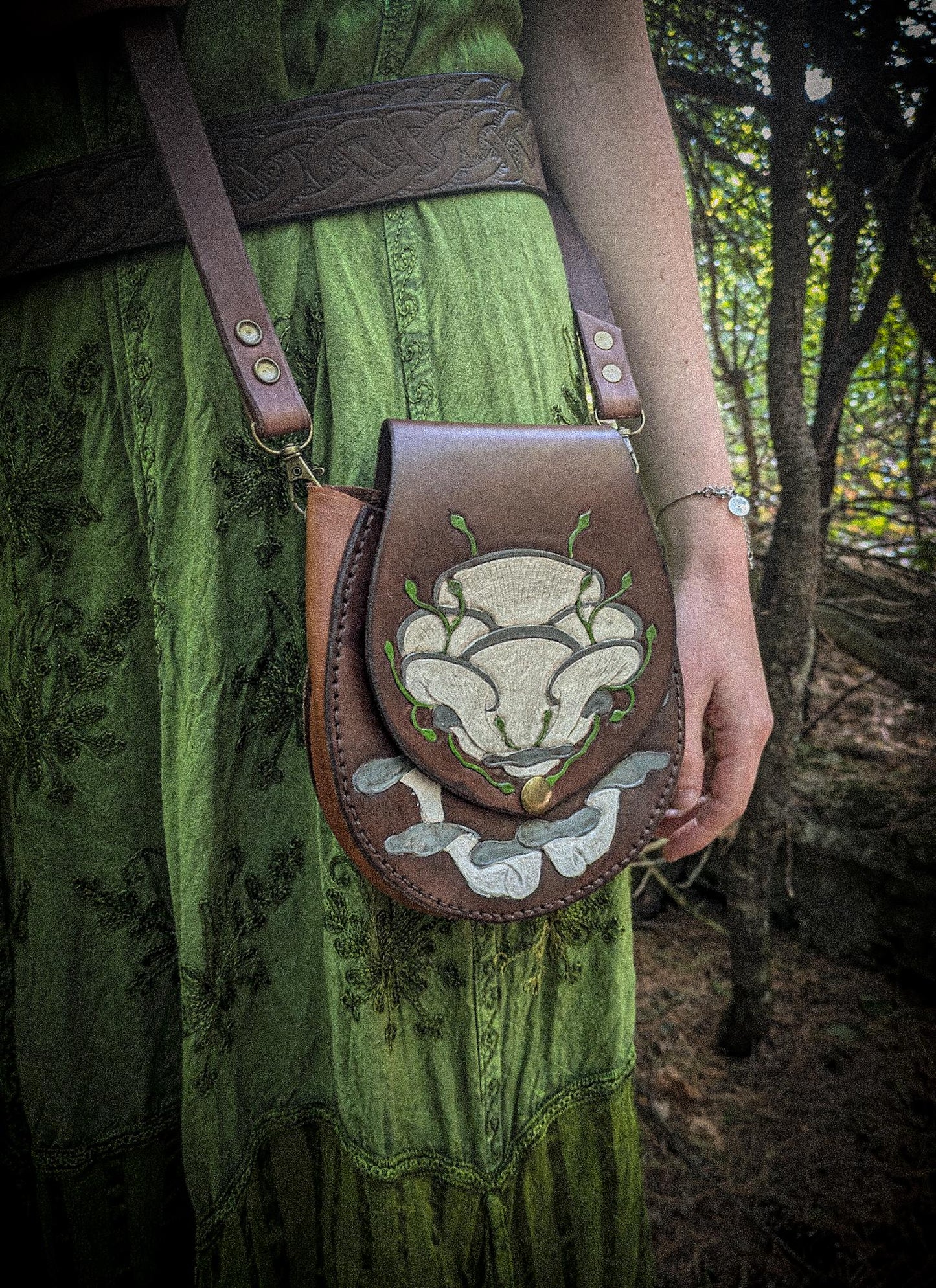 Oyster Mushroom Leather Purse - Small Shoulder Bag