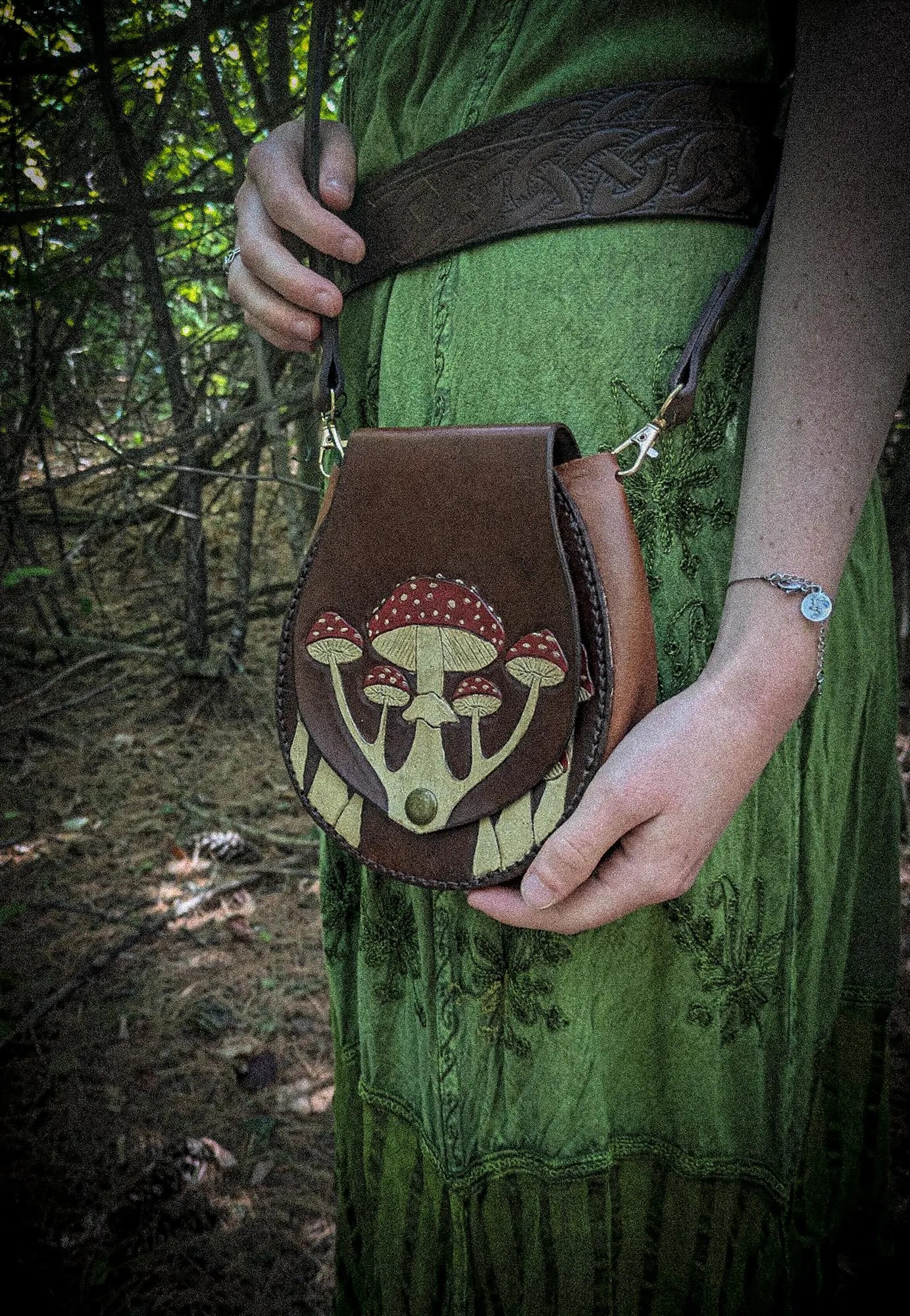 Leather Purse - Amanita Mushroom