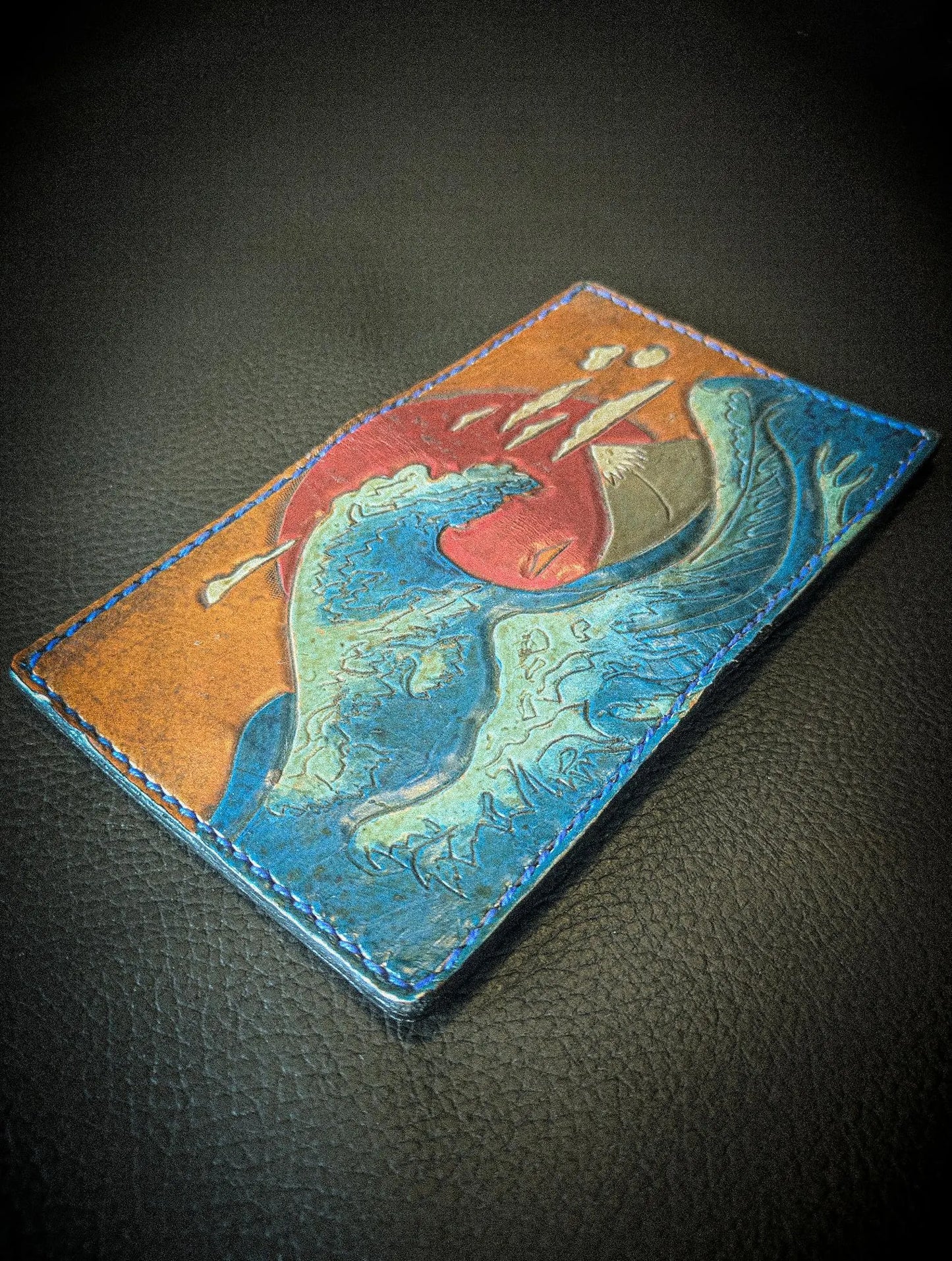 Ocean and Waves - Leather Bifold Wallet - I