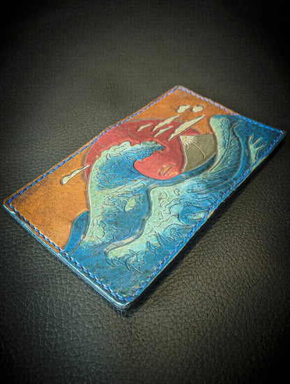 Ocean and Waves - Leather Bifold Wallet - I