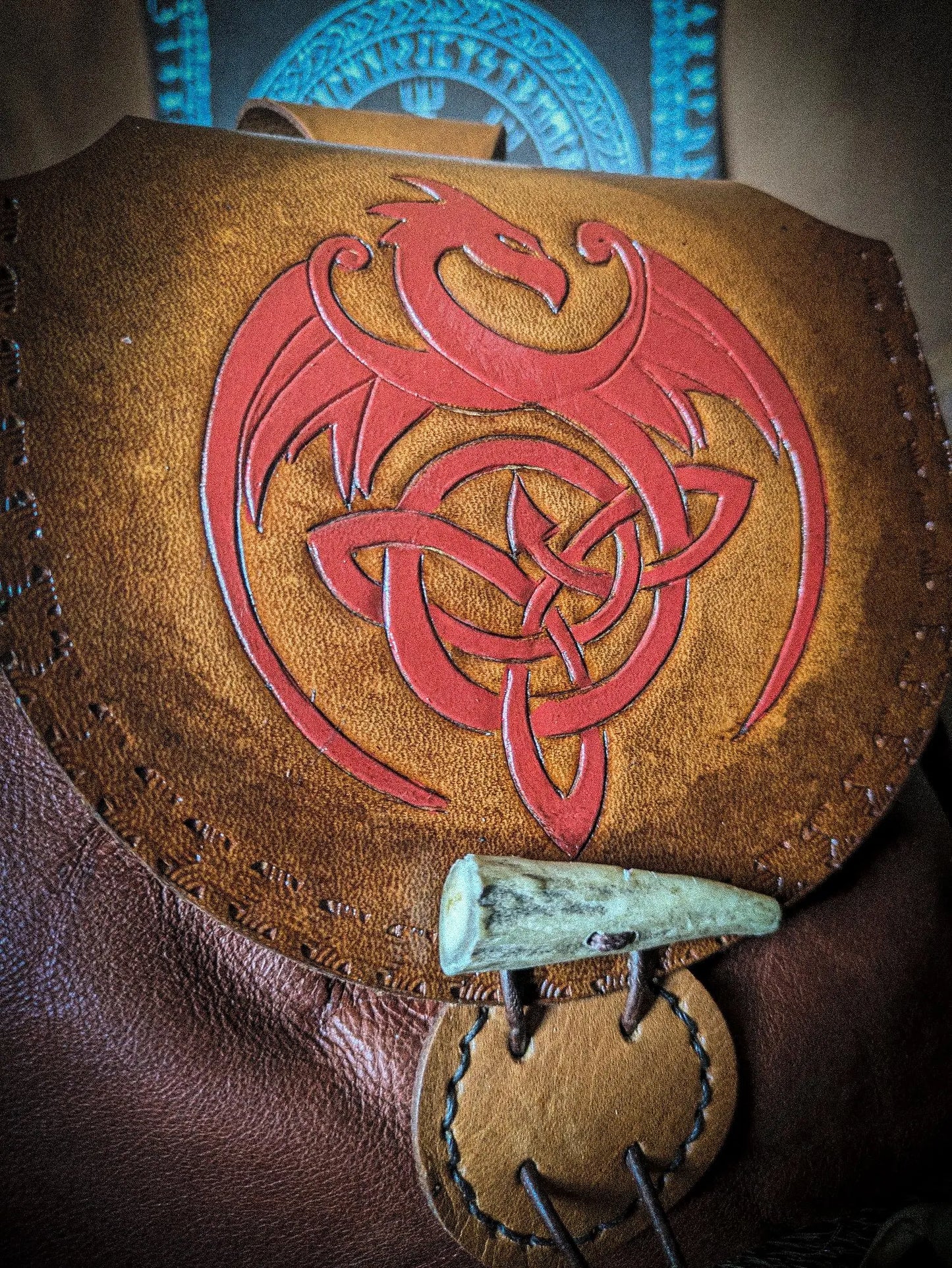 Celtic Dragon - Leather Belt Bag