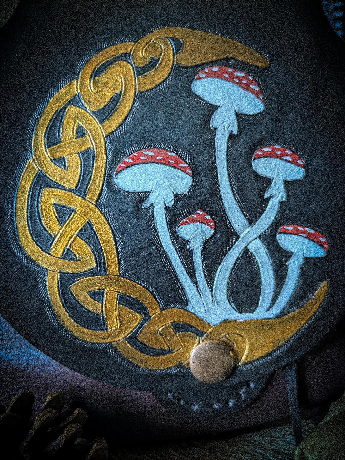 Celtic Moon and Mushroom - Leather Belt Bag