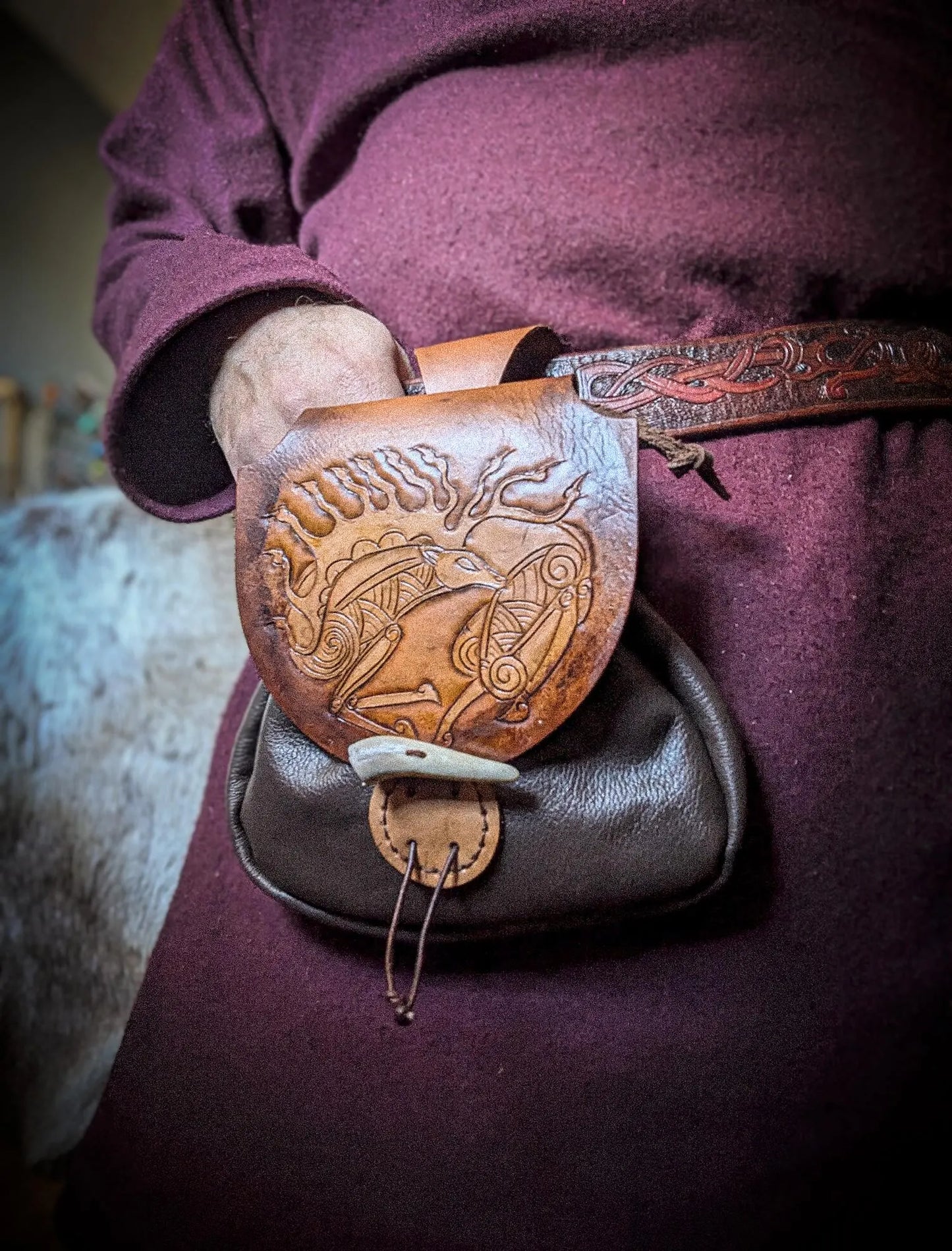 Scythian Stag - Leather Belt Bag