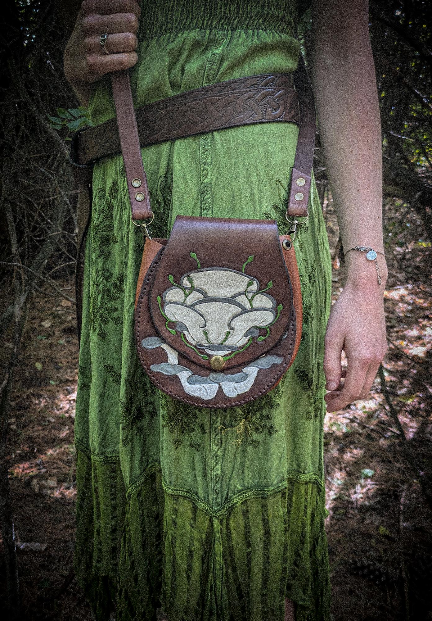 Oyster Mushroom Leather Purse - Small Shoulder Bag