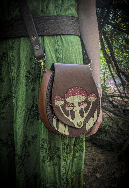 Leather Purse - Amanita Mushroom
