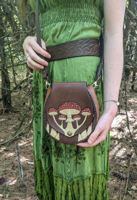 Leather Purse - Amanita Mushroom