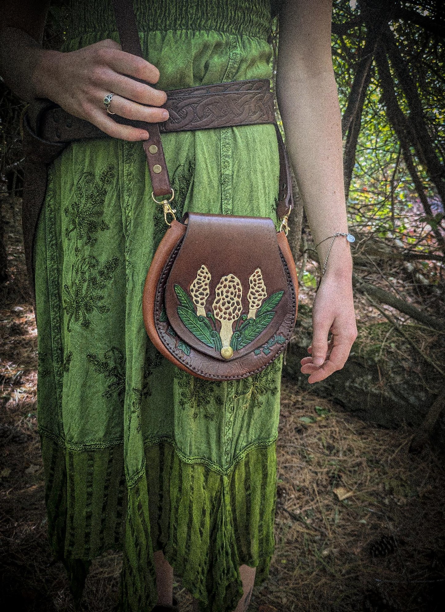 Leather Purse - Morel Mushrooms