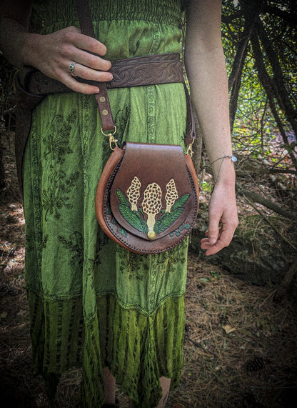 Leather Purse - Morel Mushrooms