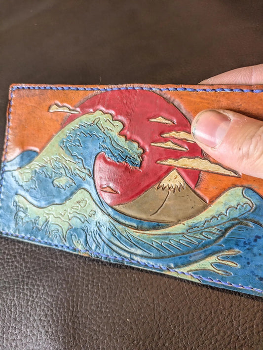 Ocean and Waves - Leather Bifold Wallet - I