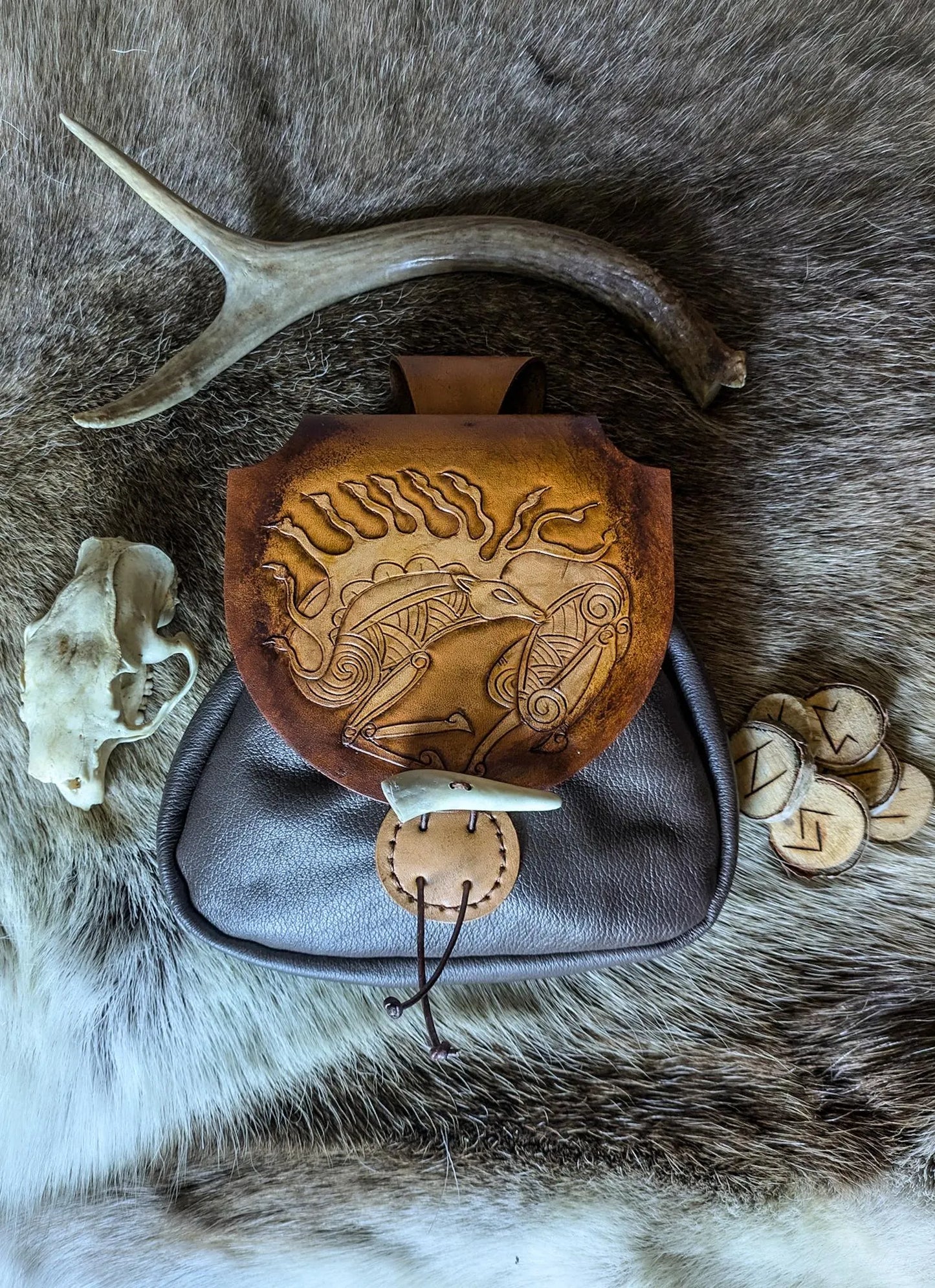 Scythian Stag - Leather Belt Bag