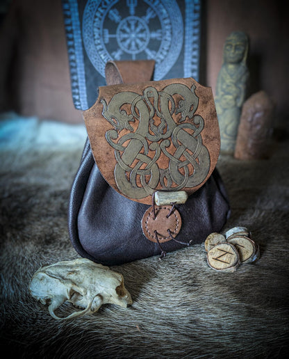 Runestone Serpent - Leather Belt Bag