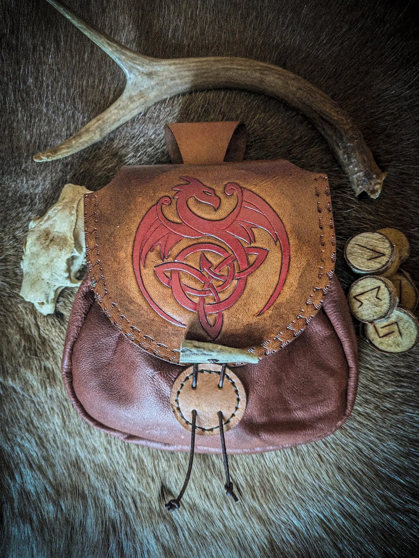 Celtic Dragon - Leather Belt Bag
