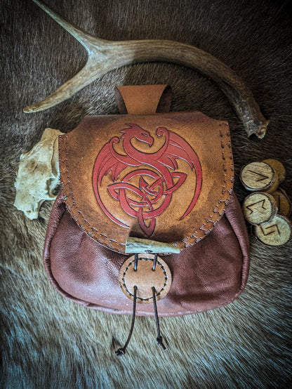 Celtic Dragon - Leather Belt Bag