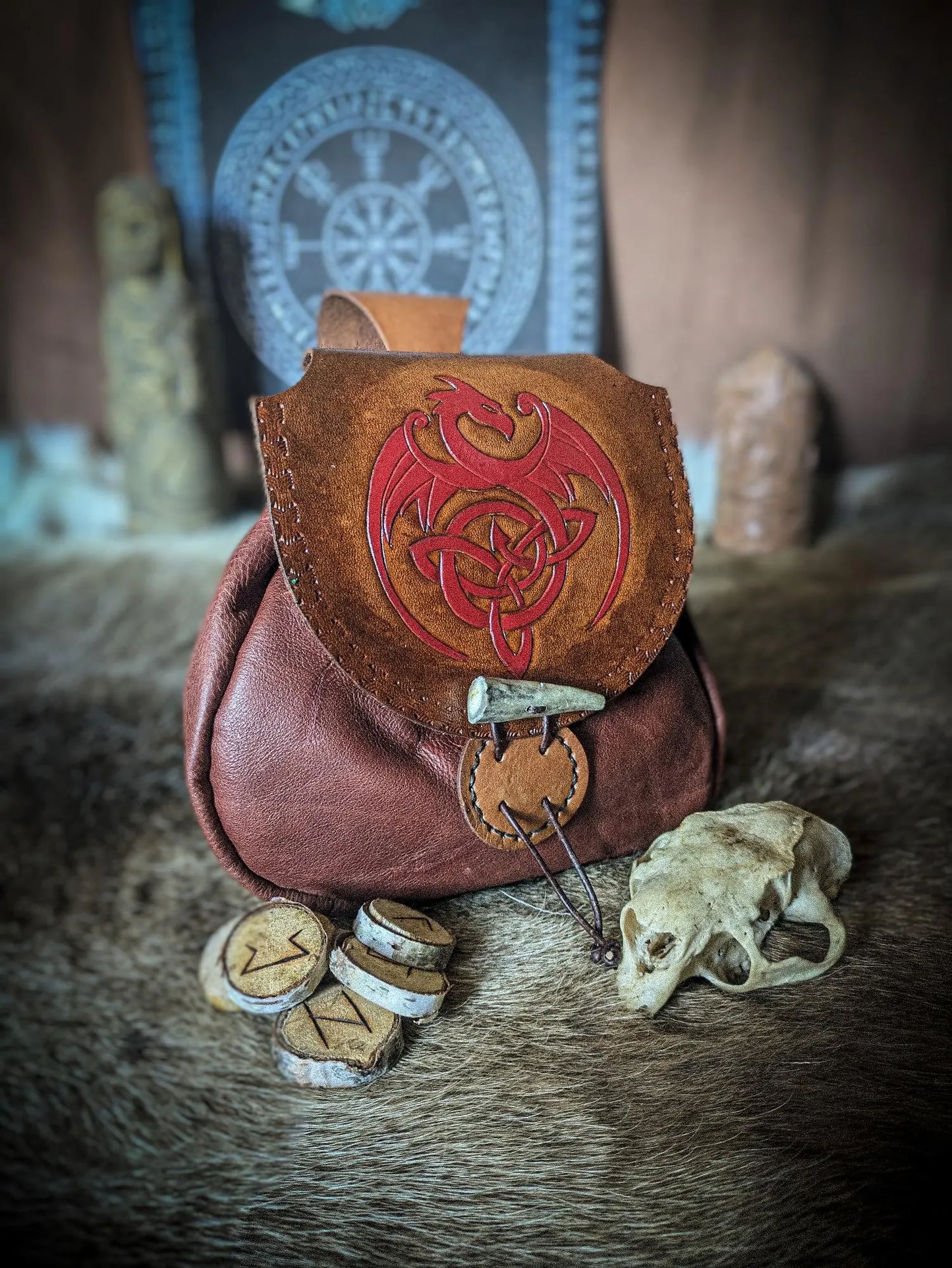 Celtic Dragon - Leather Belt Bag