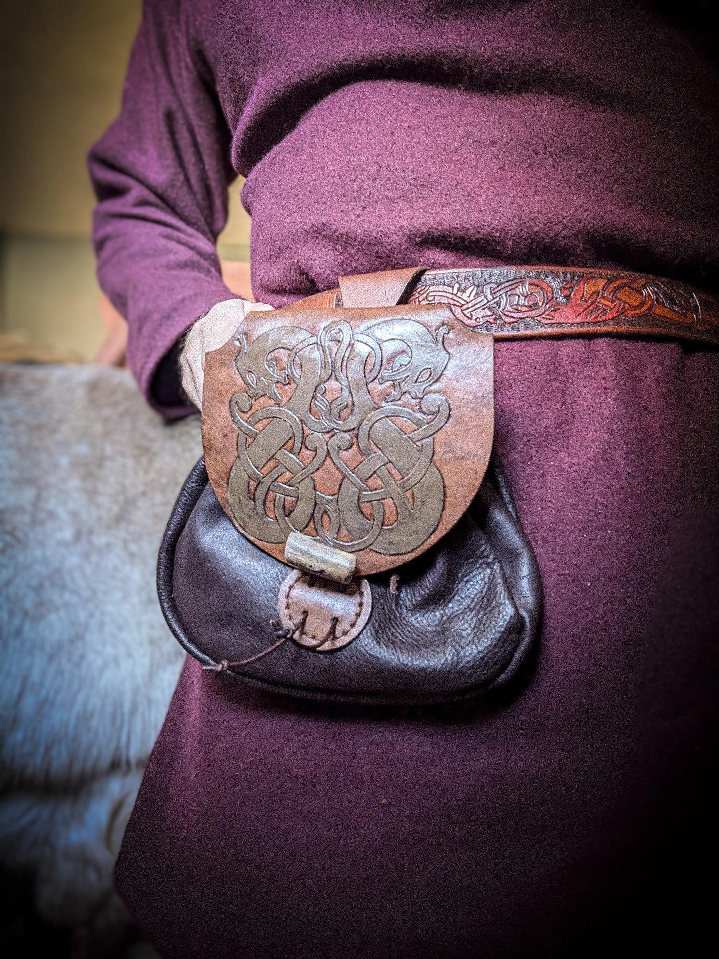 Runestone Serpent - Leather Belt Bag