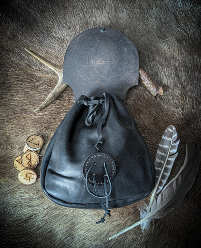 Celtic Moon and Star - Leather Belt Bag