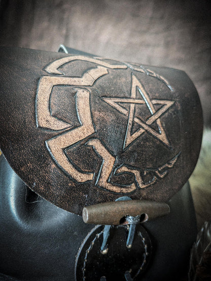 Celtic Moon and Star - Leather Belt Bag