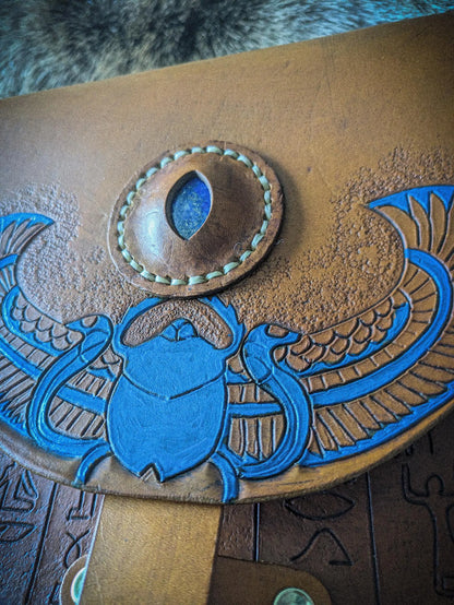 Leather Hip Satchel - Egyptian Scarab II