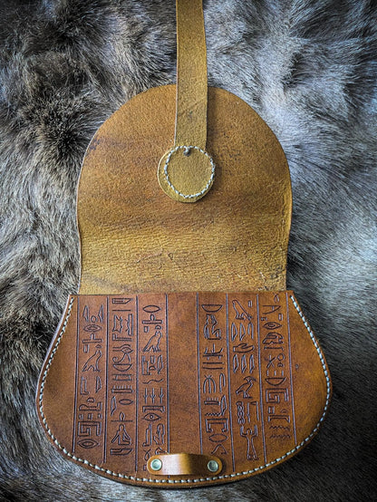 Leather Hip Satchel - Egyptian Scarab II