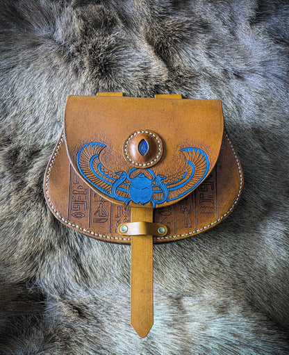 Leather Hip Satchel - Egyptian Scarab II
