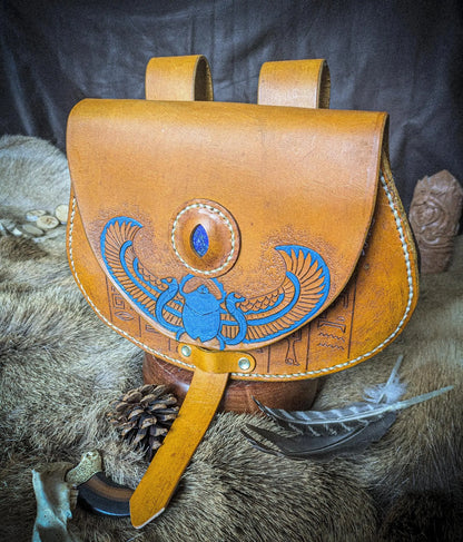 Leather Hip Satchel - Egyptian Scarab II