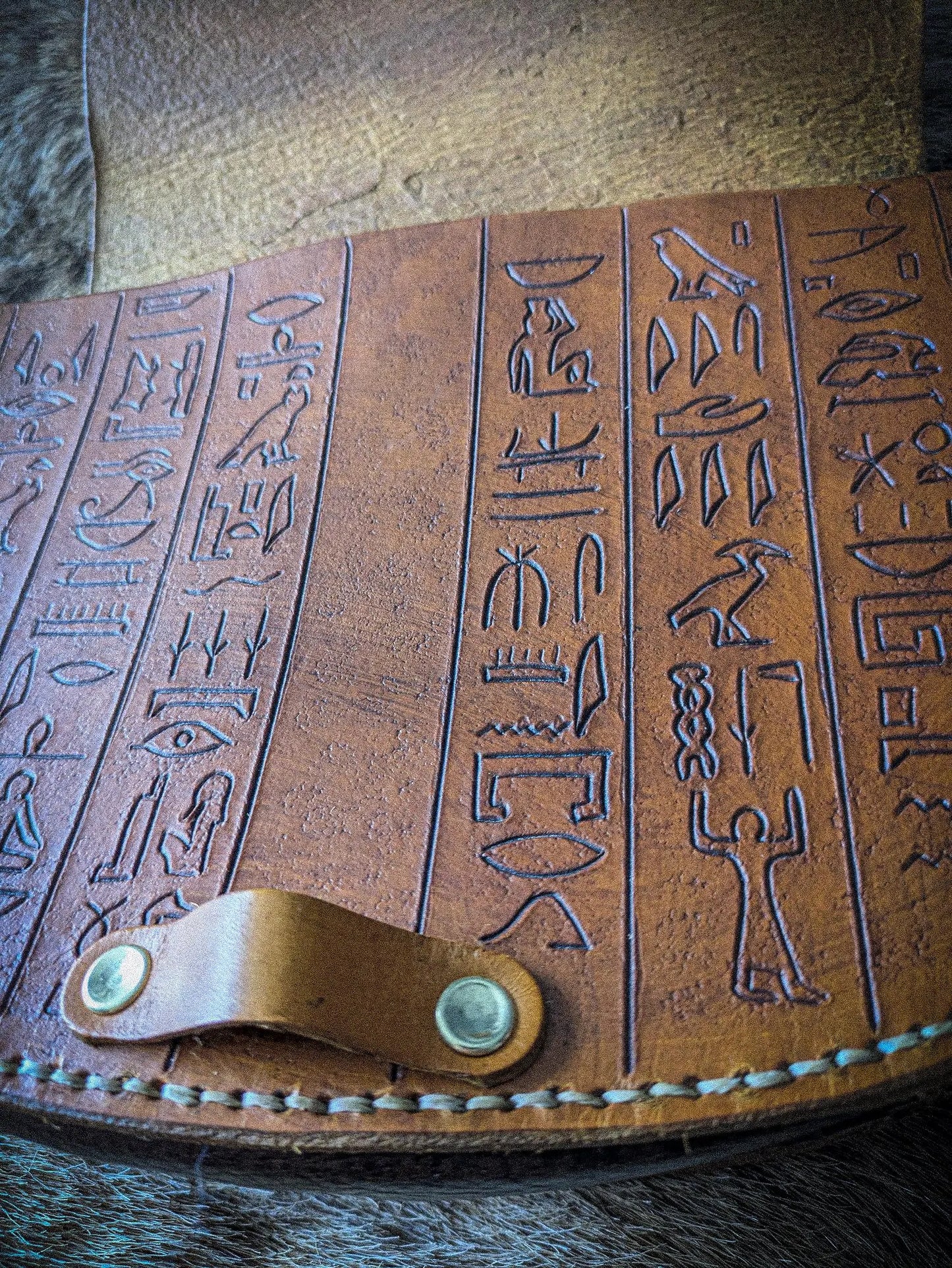 Leather Hip Satchel - Egyptian Scarab II