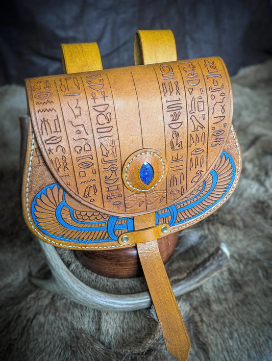 Leather Hip Satchel - Egyptian Scarab