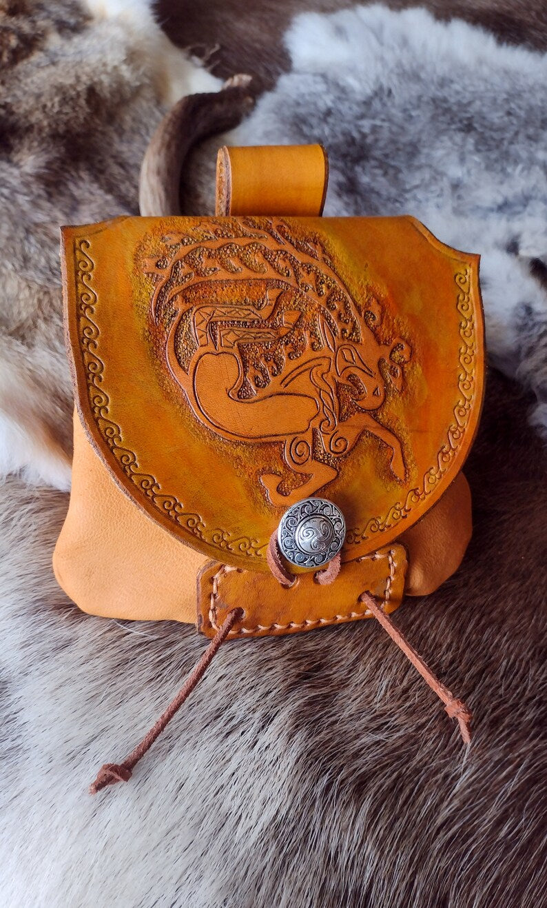 Leather Belt Bag - Scythian Stag