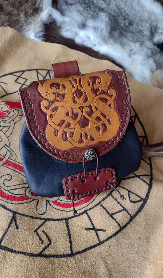 Leather Belt Bag - Norse Dragon