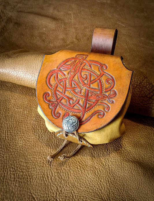Leather Belt Bag - Runestone Serpent